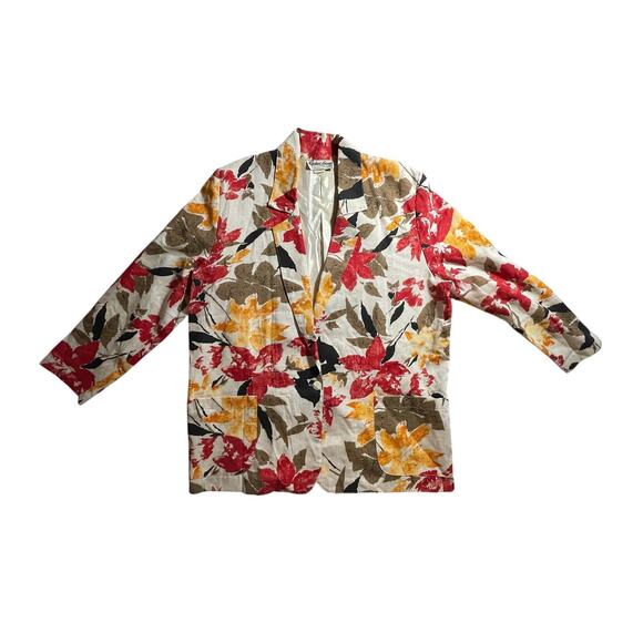 Raphael Lorenzo California Jacket | 1980s Vintage Leaf Print | Women’s L | EUC - Picture 1 of 7